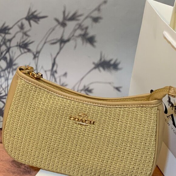Coach Beige Woven Shoulder Bag - Picture 3 of 4